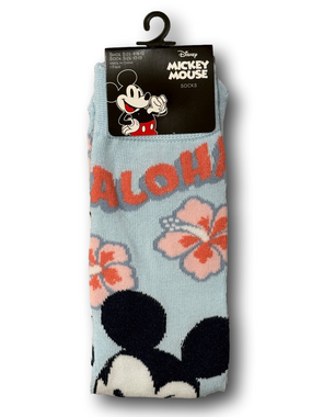 3/$20 Disney Mickey Mouse "Aloha" Hawaiian Funny Novelty Crew Socks - NWT